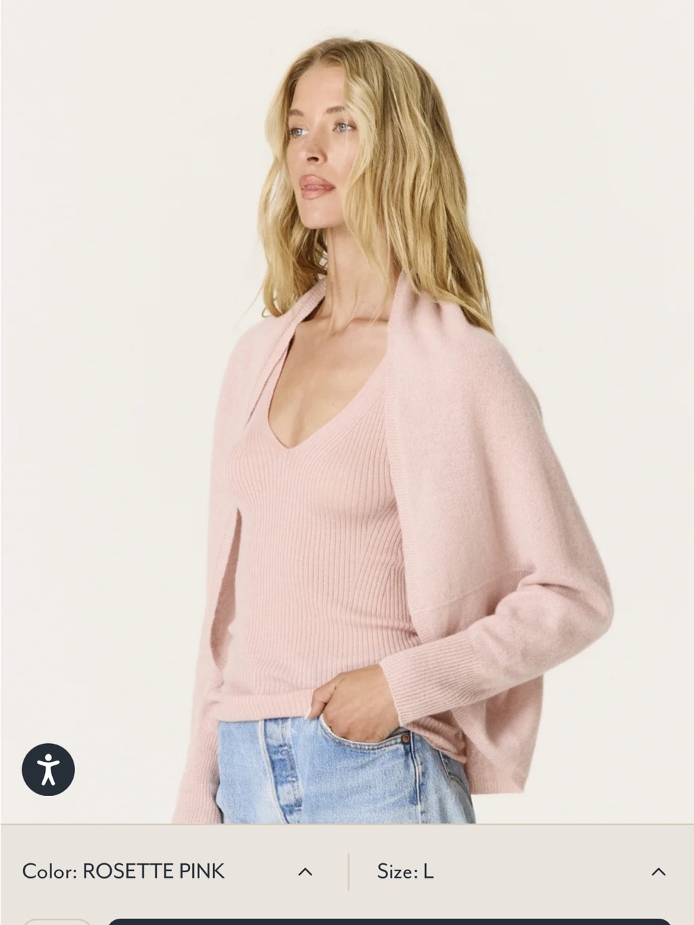 NakedCashmere Rosette Pink V-Neck Sweater